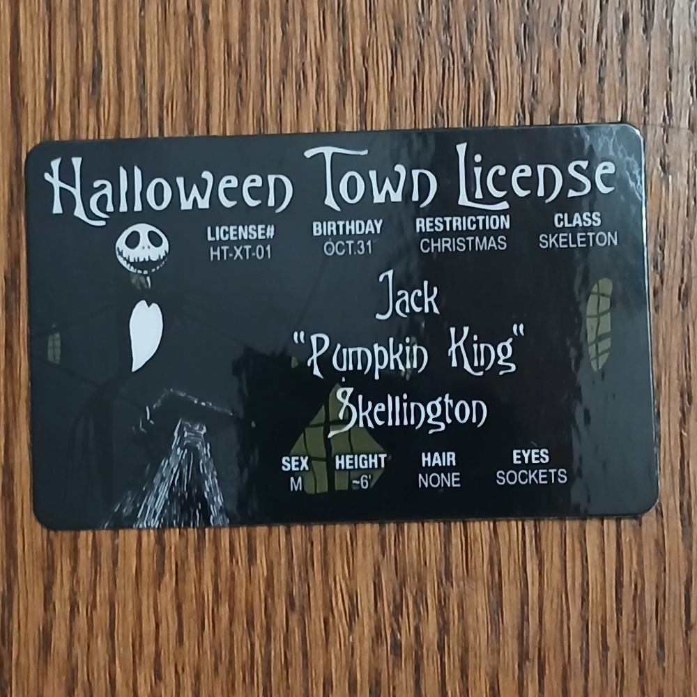 Disney Jack Skellington License ID Nightmare Before Christmas Halloween Gift